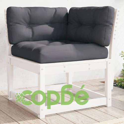 Градински ъглов диван с възглавници бял 73x73x78 см бор масив ➤ топ цена ➤ sorbe.bg