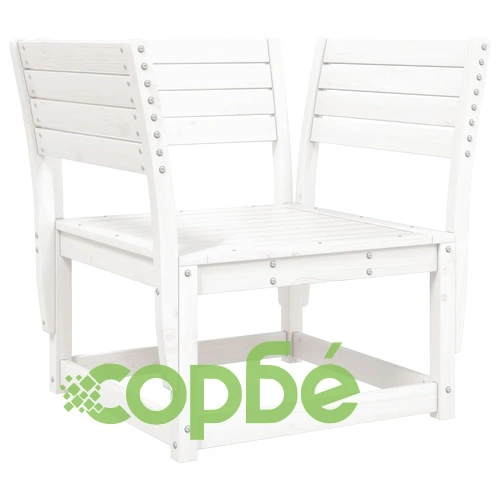 Градинско кресло с подлакътник, с възглавници, бял, бор масив ➤ топ цена ➤ sorbe.bg