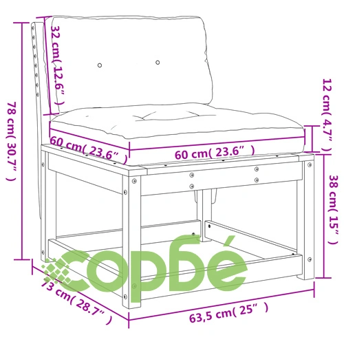 Градински дивани с възглавници, 2 бр, импрегнирано борово дърво ➤ топ цена ➤ sorbe.bg