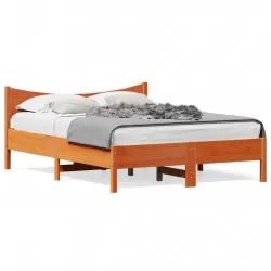 Рамка за легло, восъчнокафяв, 140x190 см, борово дърво масив