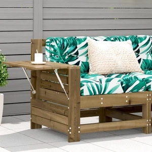 Градински диван с подлакътник и странична масичка