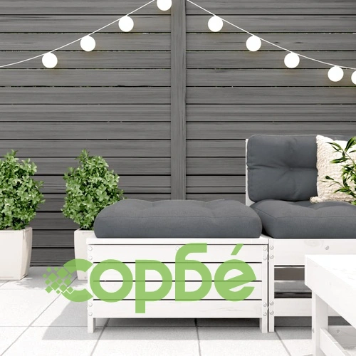 Градинска табуретка, бяла, 62x63,5x32 см, бор масив ➤ топ цена ➤ sorbe.bg