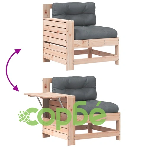 Градинско кресло с подлакътник с възглавница борово дърво масив ➤ топ цена ➤ sorbe.bg