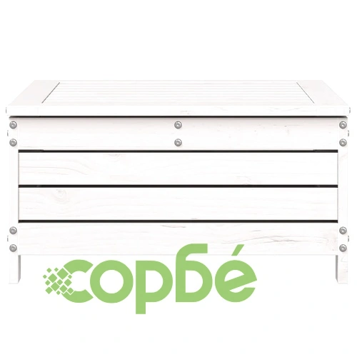 Градинска табуретка с възглавница, бяла, борова дървесина масив ➤ топ цена ➤ sorbe.bg