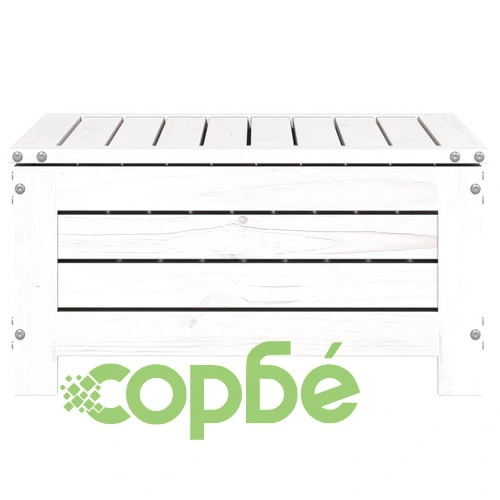 Градинска табуретка с възглавница, бяла, борова дървесина масив ➤ топ цена ➤ sorbe.bg