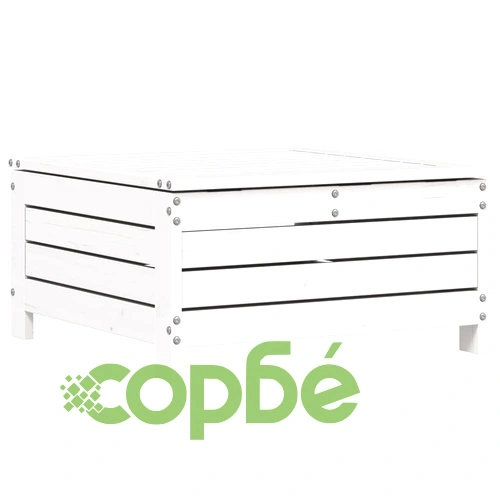 Градинска табуретка с възглавница, бяла, борова дървесина масив ➤ топ цена ➤ sorbe.bg