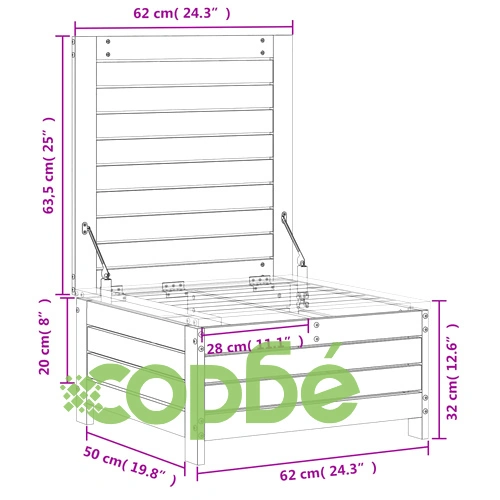 Градинска табуретка с възглавница, бяла, борова дървесина масив ➤ топ цена ➤ sorbe.bg