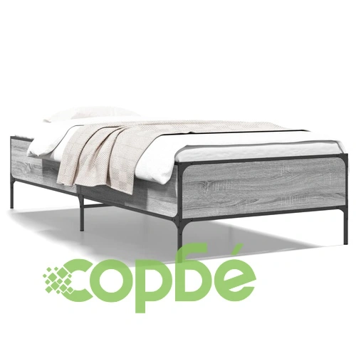 Рамка за легло, сив сонома, 75x190 см, инженерно дърво и метал ➤ топ цена ➤ sorbe.bg