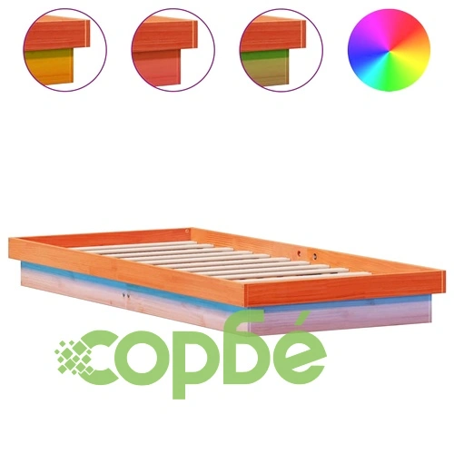 LED рамка за легло, восъчнокафяв, 75x190 см, борово дърво масив ➤ топ цена ➤ sorbe.bg