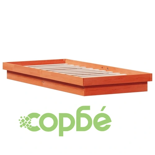 LED рамка за легло, восъчнокафяв, 75x190 см, борово дърво масив ➤ топ цена ➤ sorbe.bg