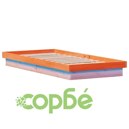 LED рамка за легло, восъчнокафяв, 75x190 см, борово дърво масив ➤ топ цена ➤ sorbe.bg