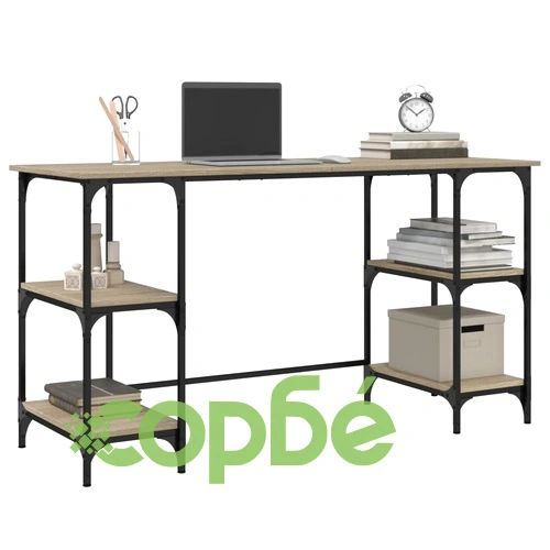 Бюро, дъб сонома, 140x50x75 см, метал и инженерно дърво ➤ топ цена ➤ sorbe.bg