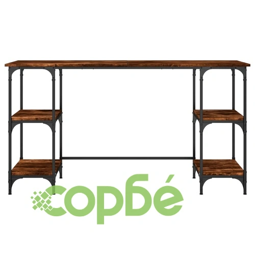 Бюро, опушен дъб, 140x50x75 см, метал и инженерно дърво ➤ топ цена ➤ sorbe.bg