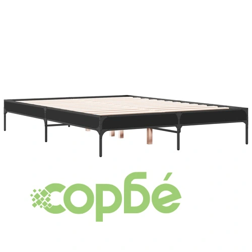 Рамка за легло, черна, 135x190 см, инженерно дърво и метал ➤ топ цена ➤ sorbe.bg