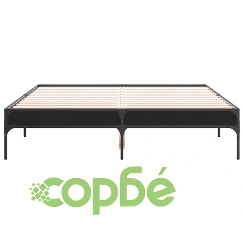 Рамка за легло, черна, 135x190 см, инженерно дърво и метал ➤ топ цена ➤ sorbe.bg