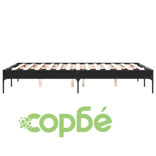 Рамка за легло, черна, 135x190 см, инженерно дърво и метал ➤ топ цена ➤ sorbe.bg