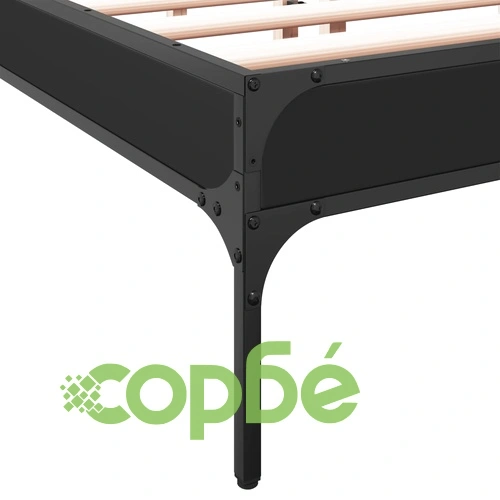 Рамка за легло, черна, 135x190 см, инженерно дърво и метал ➤ топ цена ➤ sorbe.bg