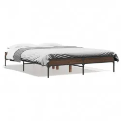 Рамка за легло, кафяв дъб, 135x190 см, инженерно дърво и метал