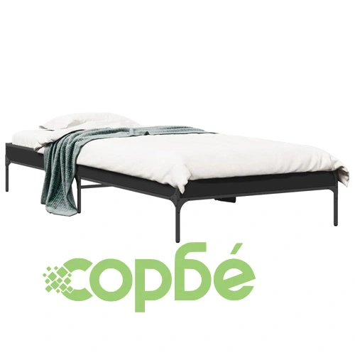 Рамка за легло, черна, 90x190 см, инженерно дърво и метал ➤ топ цена ➤ sorbe.bg