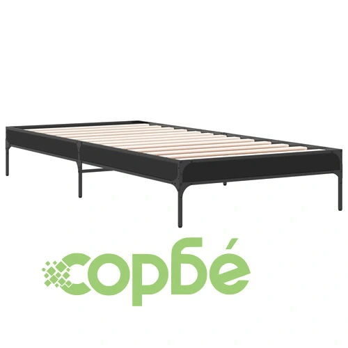 Рамка за легло, черна, 90x190 см, инженерно дърво и метал ➤ топ цена ➤ sorbe.bg