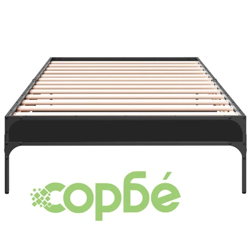 Рамка за легло, черна, 90x190 см, инженерно дърво и метал ➤ топ цена ➤ sorbe.bg