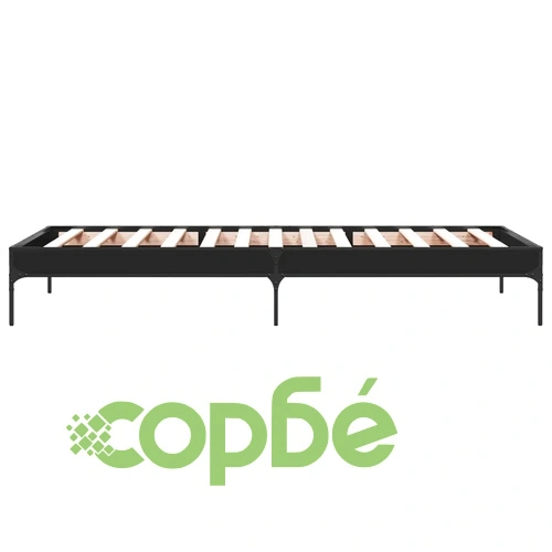 Рамка за легло, черна, 90x190 см, инженерно дърво и метал ➤ топ цена ➤ sorbe.bg