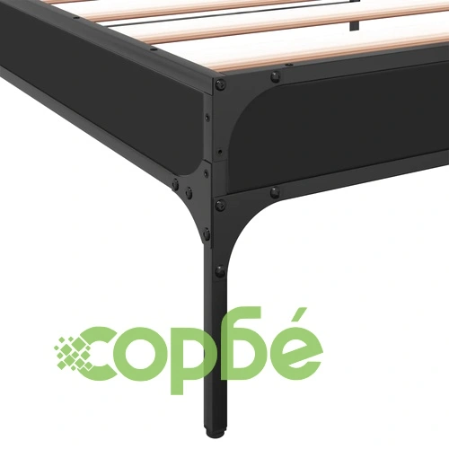 Рамка за легло, черна, 90x190 см, инженерно дърво и метал ➤ топ цена ➤ sorbe.bg