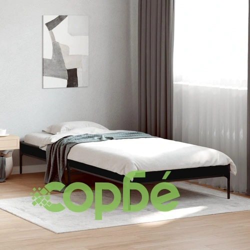 Рамка за легло, черна, 90x190 см, инженерно дърво и метал ➤ топ цена ➤ sorbe.bg