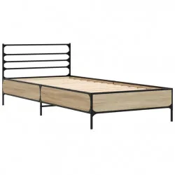 Рамка за легло, дъб сонома, 90x190 см, инженерно дърво и метал