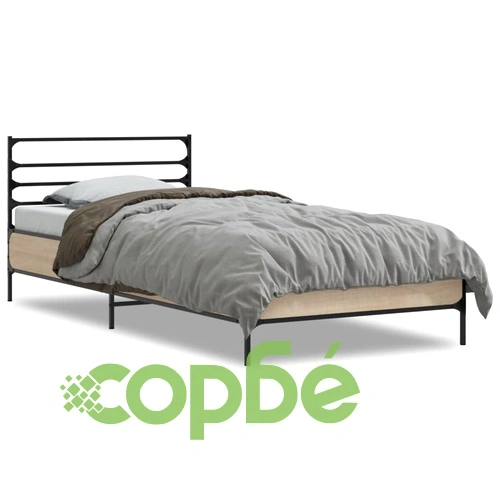 Рамка за легло, дъб сонома, 90x190 см, инженерно дърво и метал ➤ топ цена ➤ sorbe.bg