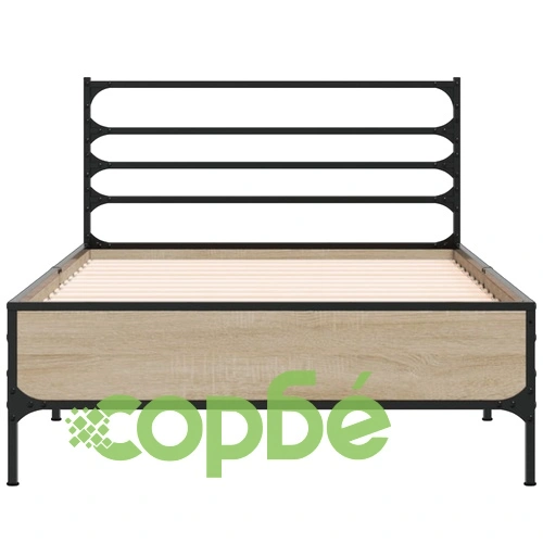 Рамка за легло, дъб сонома, 90x190 см, инженерно дърво и метал ➤ топ цена ➤ sorbe.bg