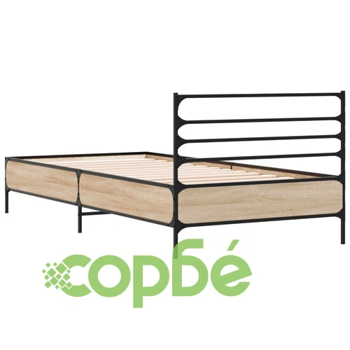 Рамка за легло, дъб сонома, 90x190 см, инженерно дърво и метал ➤ топ цена ➤ sorbe.bg
