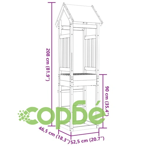 Кула за игра 52,5x46,5x208 см масивна дугласка дървесина ➤ топ цена ➤ sorbe.bg