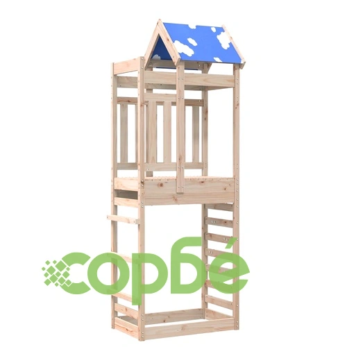 Кула за игра със стена за катерене 85x52,5x239 см бор масив ➤ топ цена ➤ sorbe.bg