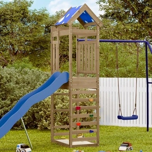 Кула за игра и стена за катерене 85x52,5x239 см импрегниран бор