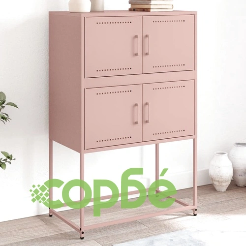 Бюфет, розов, 68,5x38,5x107 см, стомана ➤ топ цена ➤ sorbe.bg