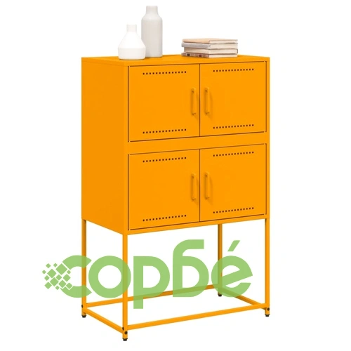 Бюфет, горчица жълто, 68,5x38,5x107 см, стомана ➤ топ цена ➤ sorbe.bg