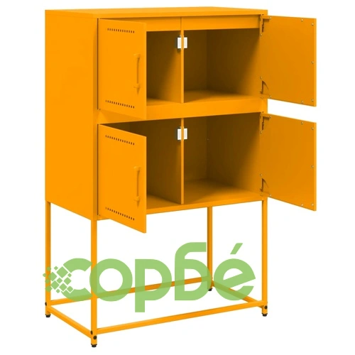 Бюфет, горчица жълто, 68,5x38,5x107 см, стомана ➤ топ цена ➤ sorbe.bg
