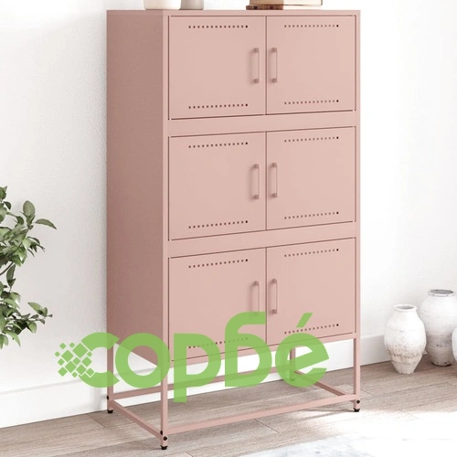 Бюфет, розов, 68,5x38,5x123,5 см, стомана ➤ топ цена ➤ sorbe.bg