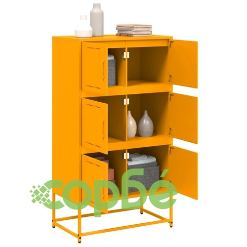 Бюфет, горчица жълто, 68,5x38,5x123,5 см, стомана ➤ топ цена ➤ sorbe.bg