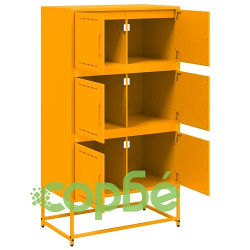 Бюфет, горчица жълто, 68,5x38,5x123,5 см, стомана ➤ топ цена ➤ sorbe.bg