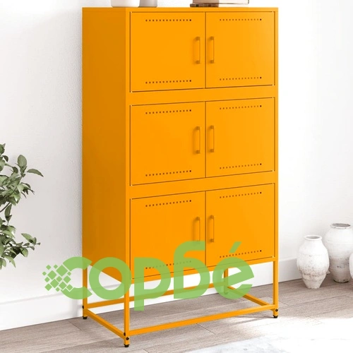 Бюфет, горчица жълто, 68,5x38,5x123,5 см, стомана ➤ топ цена ➤ sorbe.bg