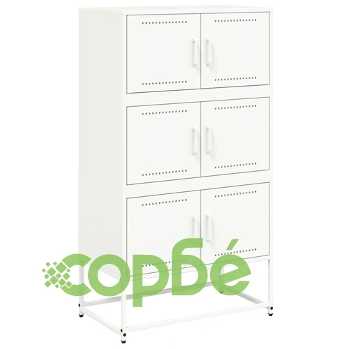 Бюфет, бял, 68,5x38,5x123,5 см, стомана ➤ топ цена ➤ sorbe.bg