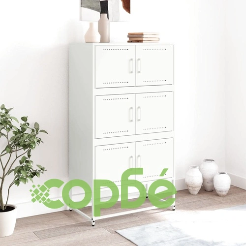 Бюфет, бял, 68,5x38,5x123,5 см, стомана ➤ топ цена ➤ sorbe.bg