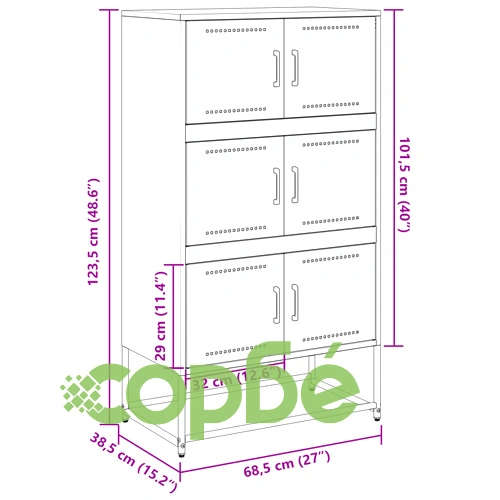 Бюфет, бял, 68,5x38,5x123,5 см, стомана ➤ топ цена ➤ sorbe.bg