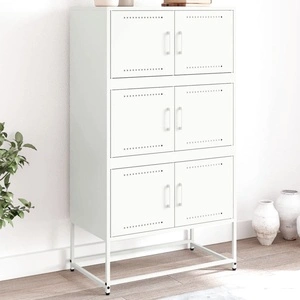 Бюфет, бял, 68,5x38,5x123,5 см, стомана