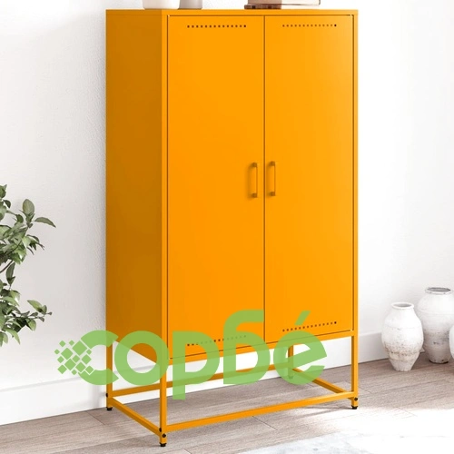 Висок шкаф, горчица жълто, 68,5x38,5x123,5 см, стомана ➤ топ цена ➤ sorbe.bg