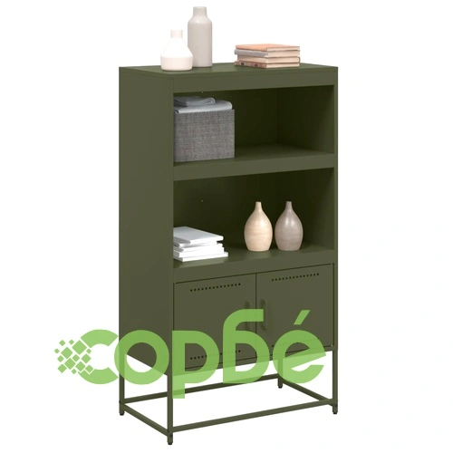 Висок шкаф, маслиненозелен, 68,5x38,5x123,5 см, стомана ➤ топ цена ➤ sorbe.bg