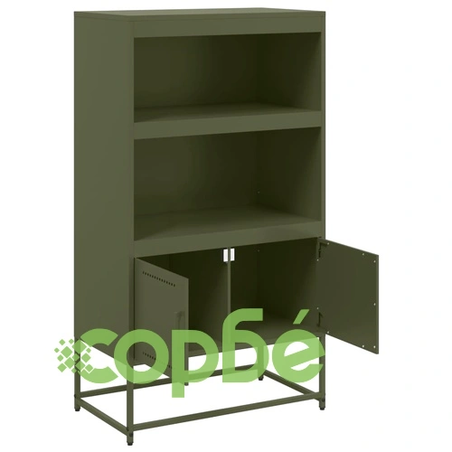 Висок шкаф, маслиненозелен, 68,5x38,5x123,5 см, стомана ➤ топ цена ➤ sorbe.bg