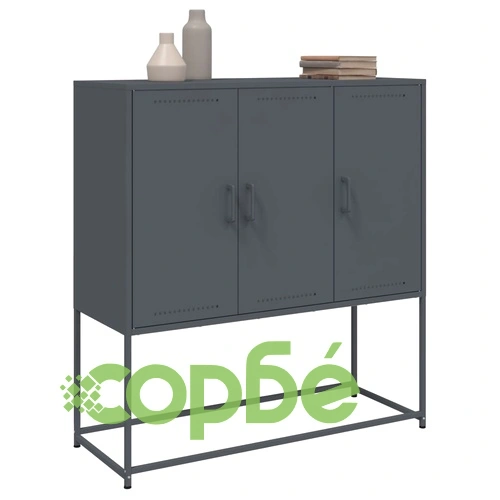 Висок шкаф, антрацит, 100,5x39x107 см, стомана ➤ топ цена ➤ sorbe.bg